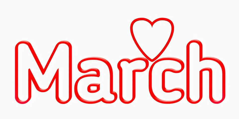 3d rendering Red March text isolated on White Stock Illustration