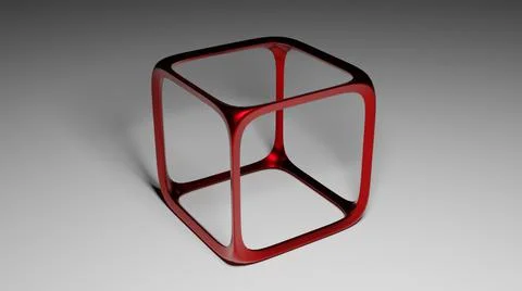3d rendering of a red metal cube 스톡 일러스트