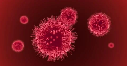 3D Rendering Red Novel Virus Covid-19 Corona Red Stock Illustration