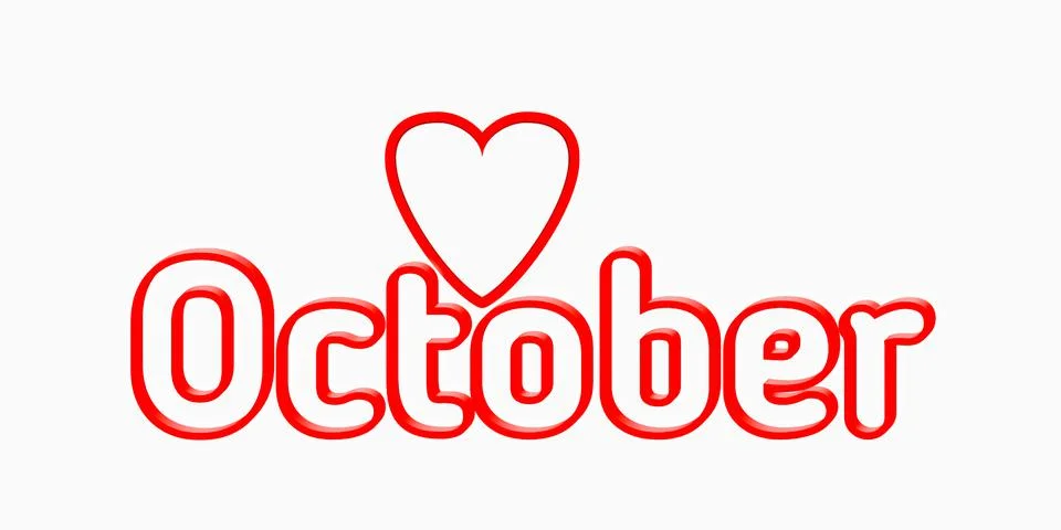 3d rendering Red October text isolated on White 스톡 일러스트