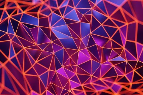 3D rendering. Red pattern of triangles of different shapes. Minimalistic patt Stock Illustration