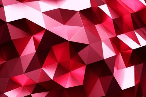 3D rendering. Red pattern of triangles of different shapes. Minimalistic patt Stock Illustration