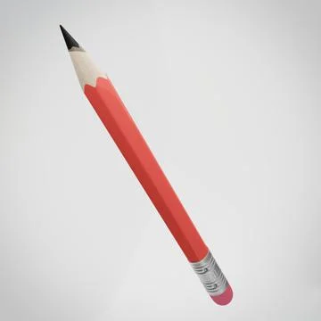 3d rendering red pencil on white background, back to school 스톡 일러스트