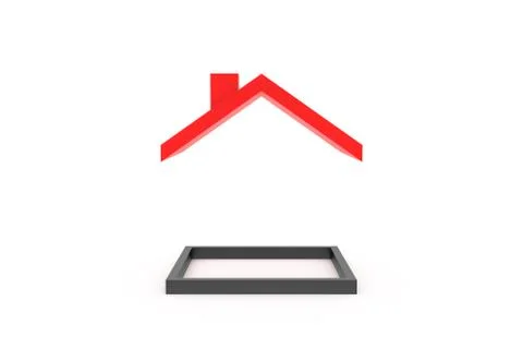 3D Rendering of Red Roof Secure Concept Stock Photos