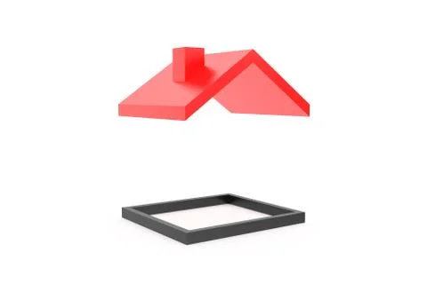 3D Rendering of Red Roof Secure Concept Stock Photos