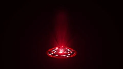3D rendering red round hologram emitting rays of light. Futuristic Sci-fi Illustrazione stock