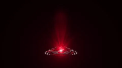 3D rendering red round hologram emitting rays of light. Futuristic Sci-fi Stock Illustration