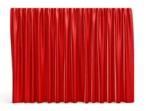 3d rendering of a red satin clothes is making a large curtain isolated on white Stock Illustration