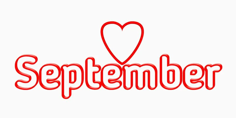 3d rendering Red September text isolated on White イラスト素材