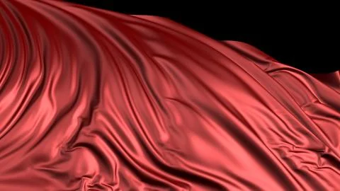 3D rendering of red silk. The fabric develops smoothly in the wind 库存照片