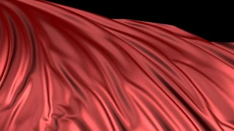 3D rendering of red silk. The fabric develops smoothly in the wind 库存照片