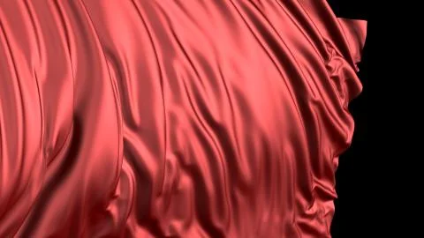 3D rendering of red silk. The fabric develops smoothly in the wind 写真素材