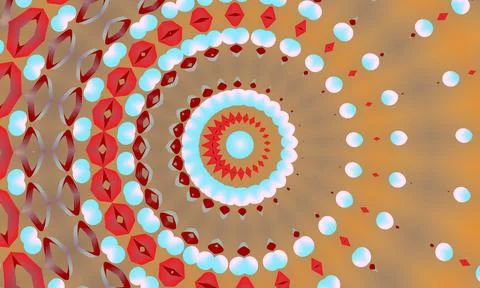 3D rendering of red spiral graph with blue spheres - balance concept Stock Illustration