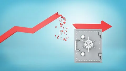 3d rendering of a red statistic arrow with a broken pointer that has fallen to Stock Illustration
