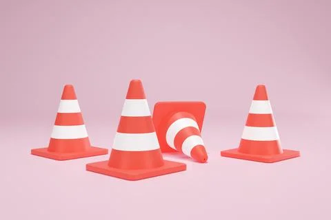 3D Rendering Red Traffic Cone Construction Isolated Unformatted Number Four Stock Illustration