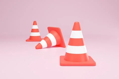 3D Rendering Red Traffic Cone Construction Isolated Unformatted Number One Stock Illustration