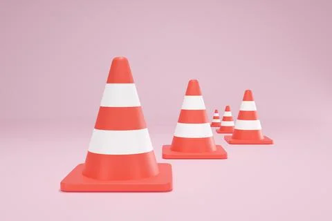 3D Rendering Red Traffic Cone Construction Isolated Unformatted Number Five Stock Illustration