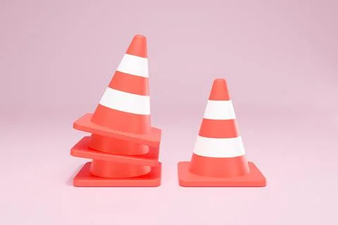 3D Rendering Red Traffic Cone Construction Isolated Unformatted Number Two 库存插图
