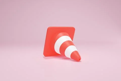 3D Rendering Red Traffic Cone Construction Isolated on Background Horizontal Stock Illustration