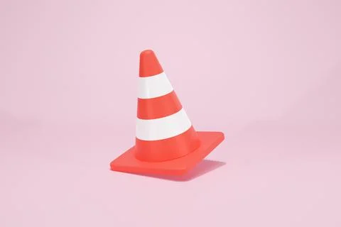 3D Rendering Red Traffic Cone Construction Isolated on Background Perspective Stock Illustration