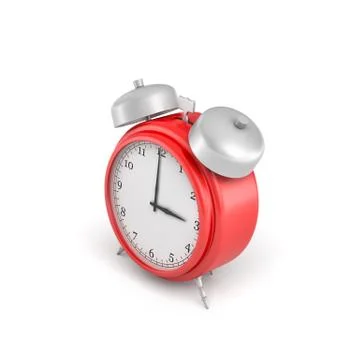 3d rendering of a red vintage alarm clock with double metal bells isolated on Stock-Illustration