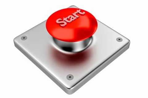 3D rendering. Red web button with start. Stock Illustration