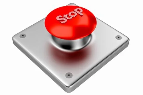 3D rendering. Red web button with stop. Illustrazione stock