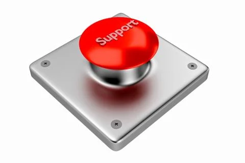 3D rendering. Red web button with support. Stock Illustration