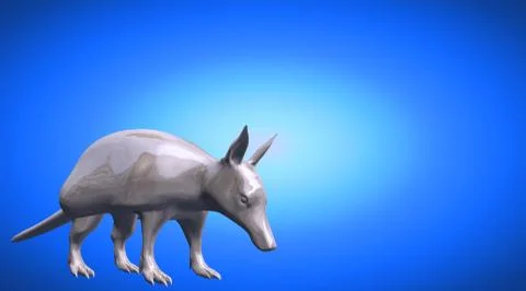 3d rendering of a reflective ant eater animal on a background Stock Illustration