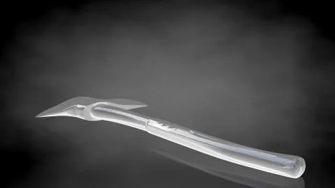 3d rendering of a reflective axe on a dark black background イラスト素材