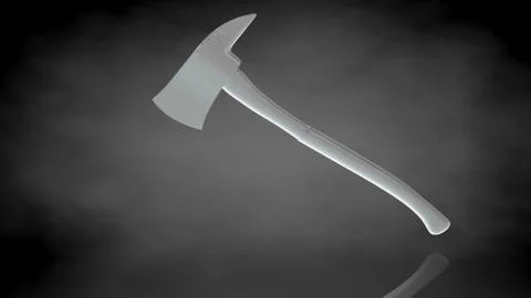 3d rendering of a reflective axe on a dark black background イラスト素材