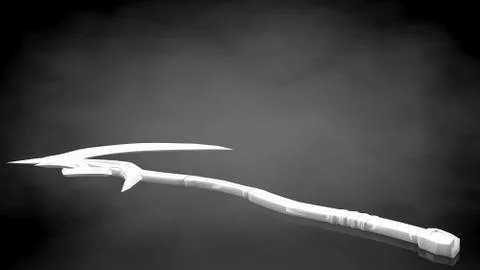 3d rendering of a reflective axe on a dark black background Stock Illustration