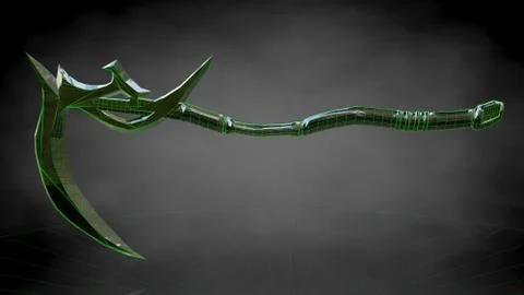 3d rendering of a reflective axe on a dark black background イラスト素材