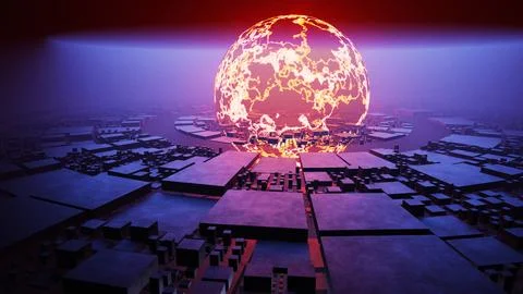 3D rendering of a reflective ball of energy Stock Illustration