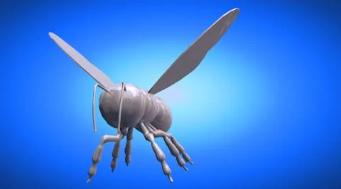 3d rendering of a reflective bee insect on a background Illustrazione stock