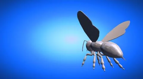 3d rendering of a reflective bee insect on a background Illustrazione stock