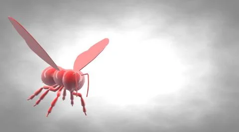 3d rendering of a reflective bee insect on a background Stock Illustration