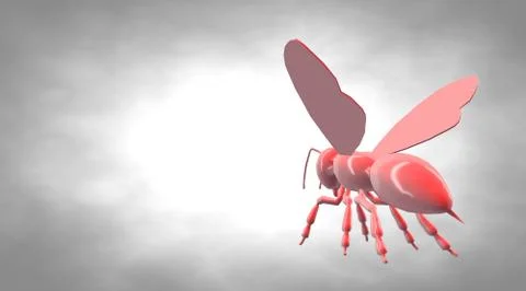 3d rendering of a reflective bee insect on a background Illustrazione stock