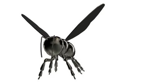 3d rendering of a reflective bee insect on a background Illustrazione stock