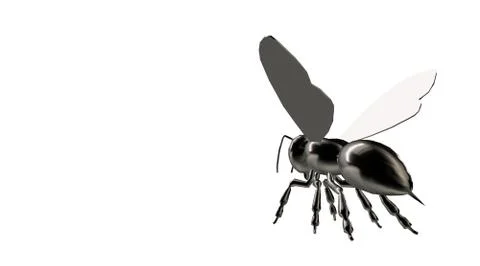 3d rendering of a reflective bee insect on a background Illustrazione stock