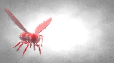 3d rendering of a reflective bee insect on a background Illustrazione stock