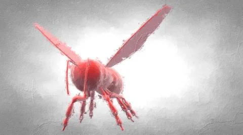 3d rendering of a reflective bee insect on a background Illustrazione stock