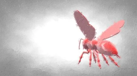 3d rendering of a reflective bee insect on a background Illustrazione stock