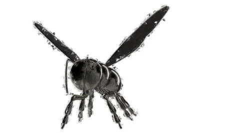 3d rendering of a reflective bee insect on a background Illustrazione stock