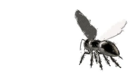 3d rendering of a reflective bee insect on a background Illustrazione stock
