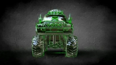 3d rendering of a reflective big car on a dark black background Stock Illustration