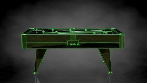 3d rendering of a reflective billiard table on a dark black background Illustrazione stock