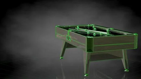 3d rendering of a reflective billiard table on a dark black background 스톡 일러스트