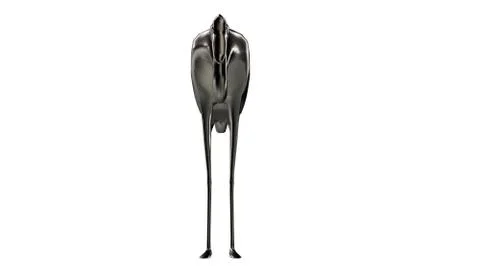 3d rendering of a reflective bird with long legs Stock Illustration