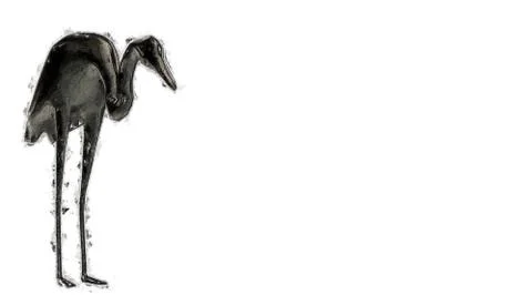 3d rendering of a reflective bird with long legs Stock Illustration